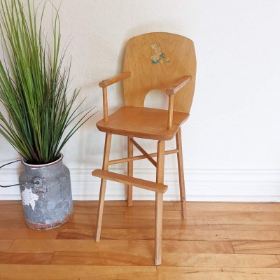 Jouet chaise haute vintage en bois